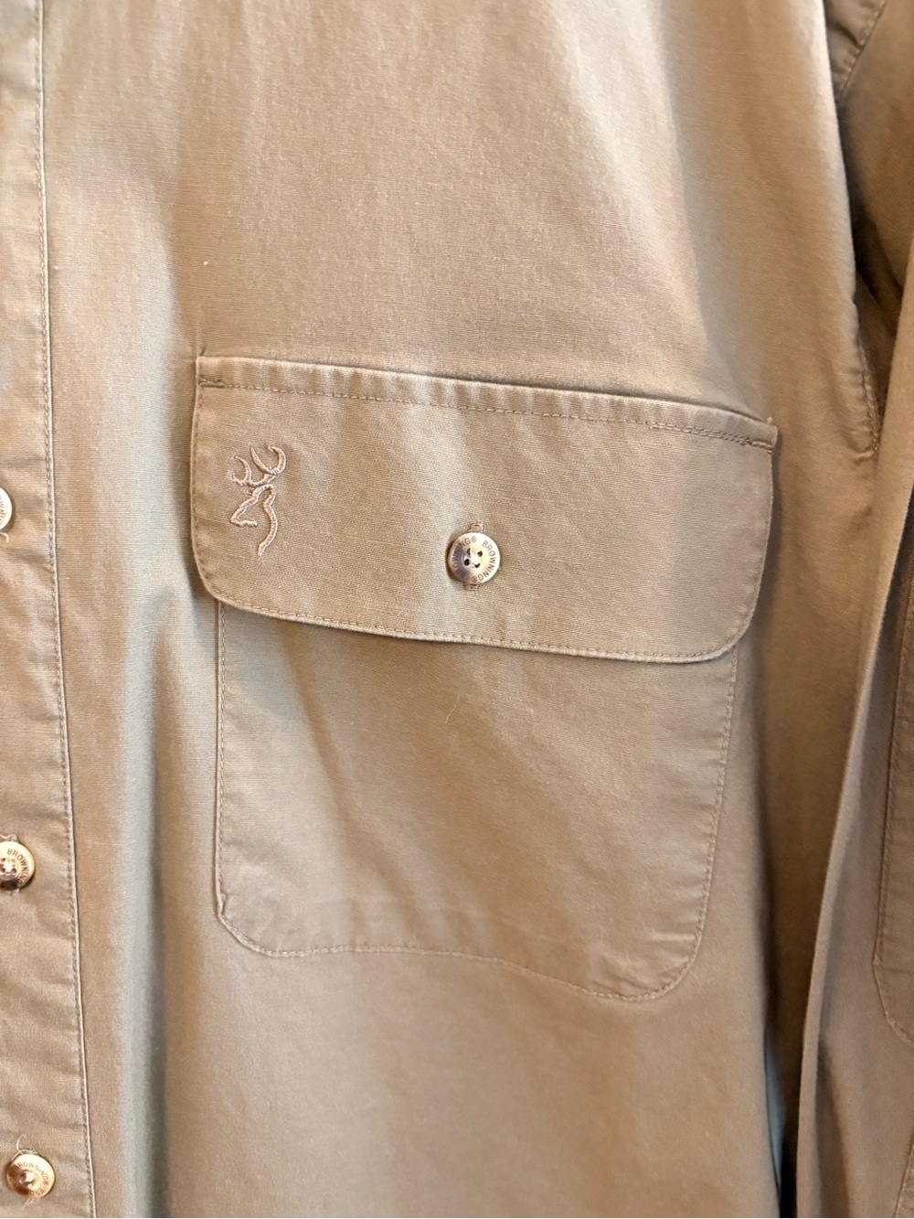 Browning Men's Button-Down Hunting/ Shooting Shirt in Olive Green - Picture 6 of 12